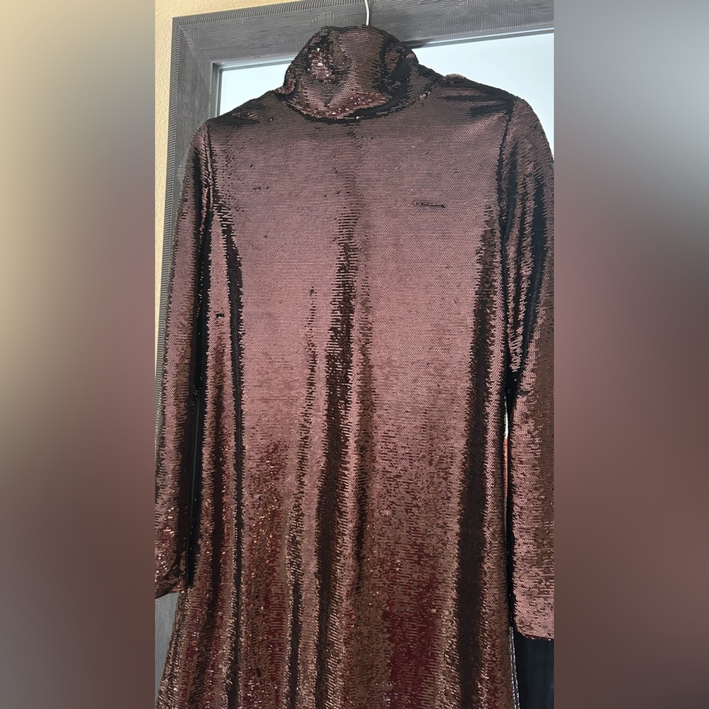 Zara Sequin Midi Dress in Burgundy